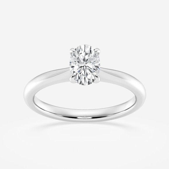 3/4 ctw Oval Lab Grown Diamond Petite Solitaire Engagement Ring - Picture 1 of 7